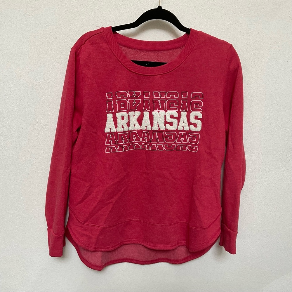 State of Mine Arkansas State Spellout Red Long Sleeve Shirt Size Small